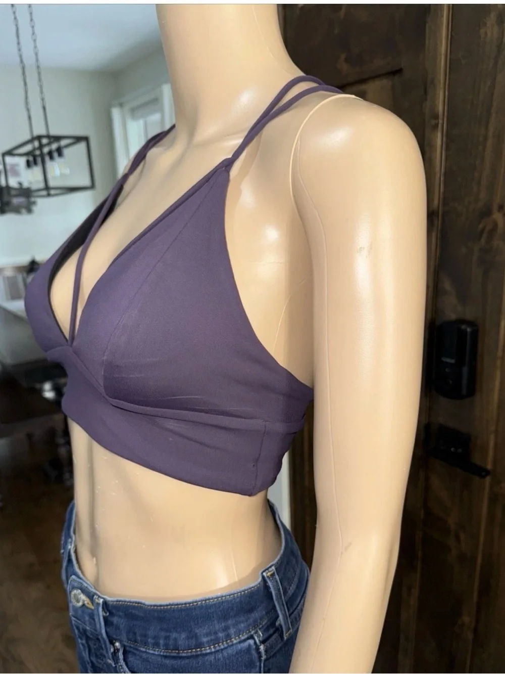 lululemon athletica Double-Strap V-Neck Sports Bra Size 4 in Lavender- 006